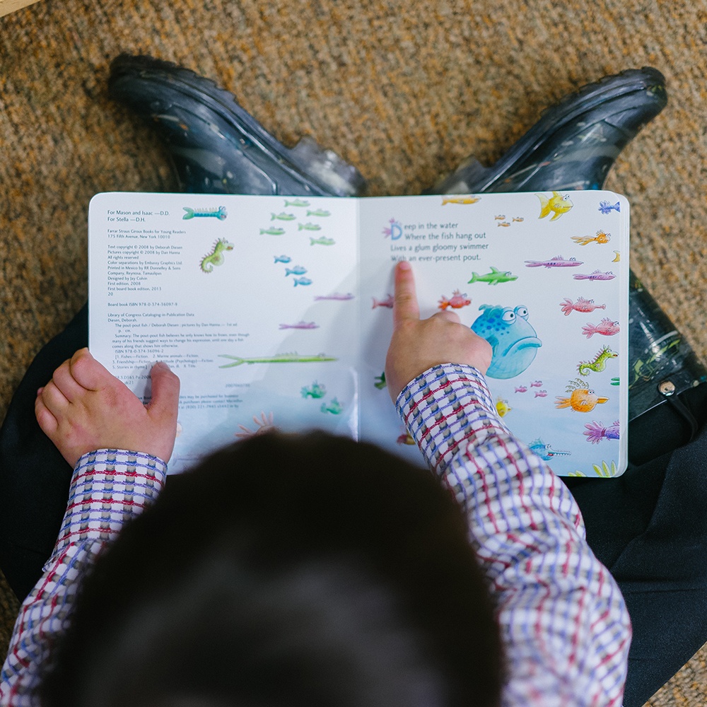 Parent reading to toddler